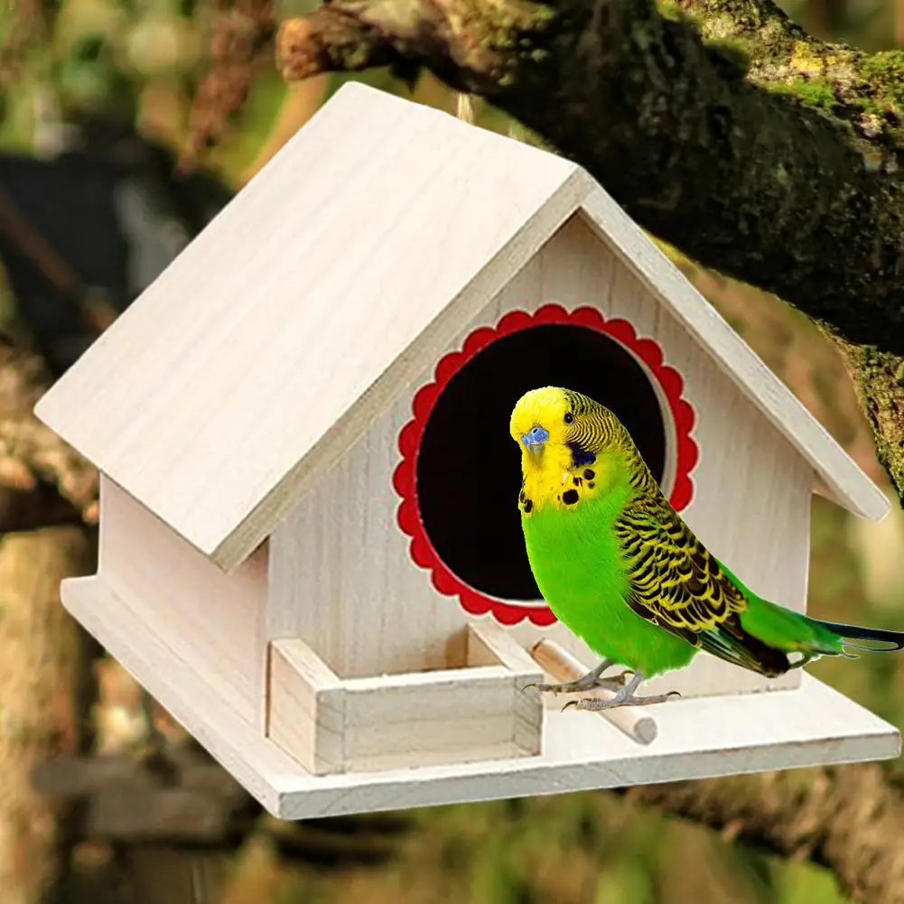 Wood Birds Nest Box New DIY Small Outdoor Garden Parrot Cockatiels Swallows Nest Wooden Bird House