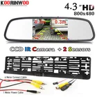 Автомобильный парковочный датчик Koorinwoo, двухъядерный процессор, рамка для номерного знака ЕС, камера заднего вида, монитор заднего хода