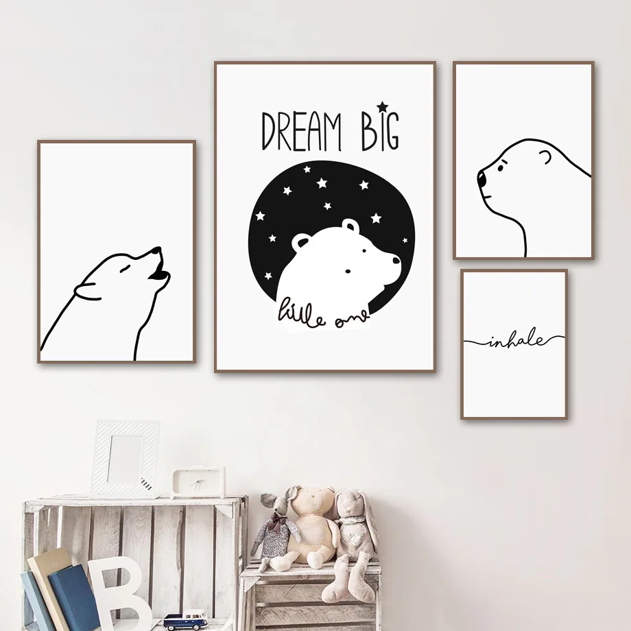 Белый медведь Звездные мечты цитаты Картина на холсте животные скандинавские