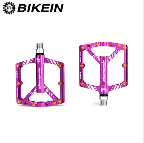 BIKEIN велосипедный сверхлегкий MTB педаль 4 герметичный подшипник BMX Платформа Плоские Педали Алюминиевый ЧПУ горный велосипед ножной протектор - Цвет: purple