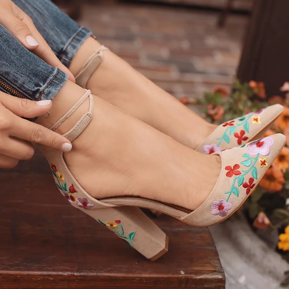 Весна Осень 2018 модные женские туфли SAGACE с нежной милой вышивкой диких цветов на