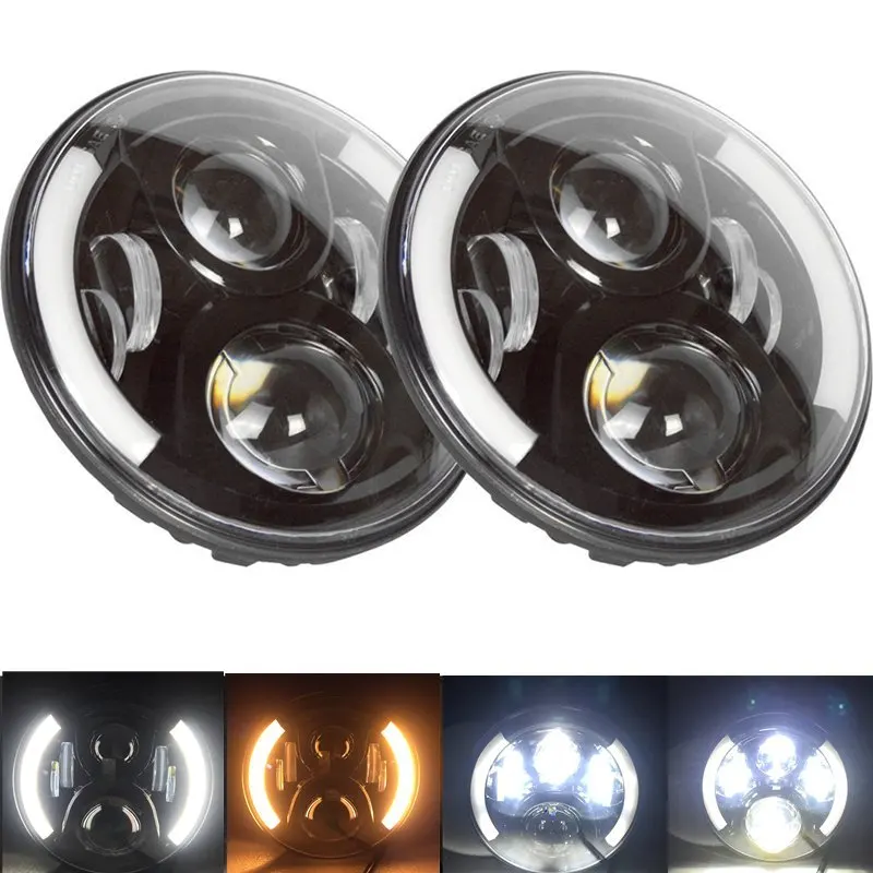 7 &quotсветодиодный фар Белый Halo Angel Eye &amp DRL светодиодный S света объектив для Jeep wrangler