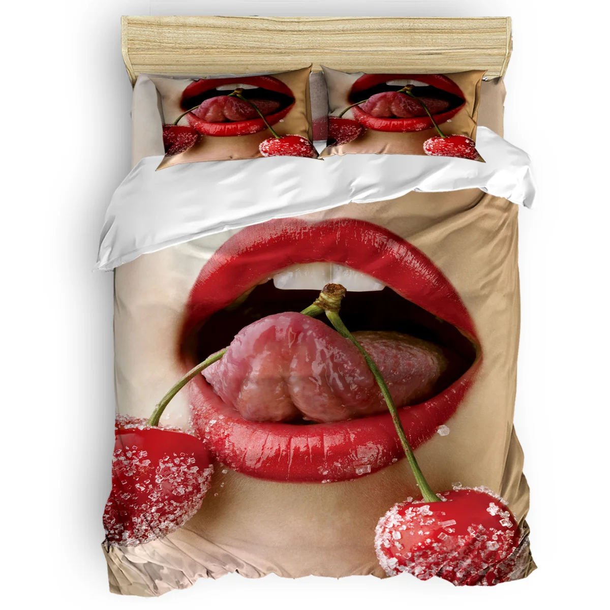 Сексуальные губы красная вишня 4 шт набор пододеяльников одеяло покрывало