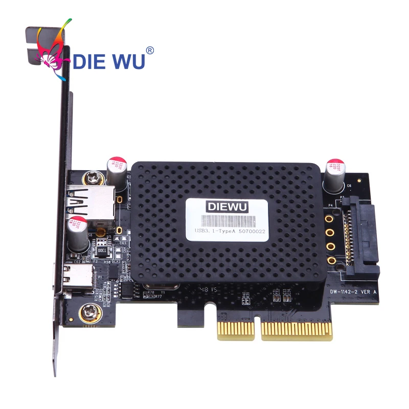 DIEWU PCI Express PCIe к usb type A Тип C Riser card adapter SATA 15pin разъем питания TXB052