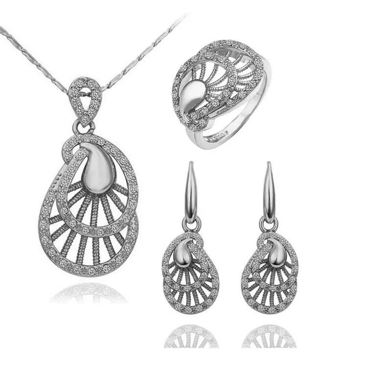 African Bridal Wedding Jewelry Sets For Women 2017 Austrian Crystal Jewellery Charm Silver And Jewerly | Украшения и аксессуары