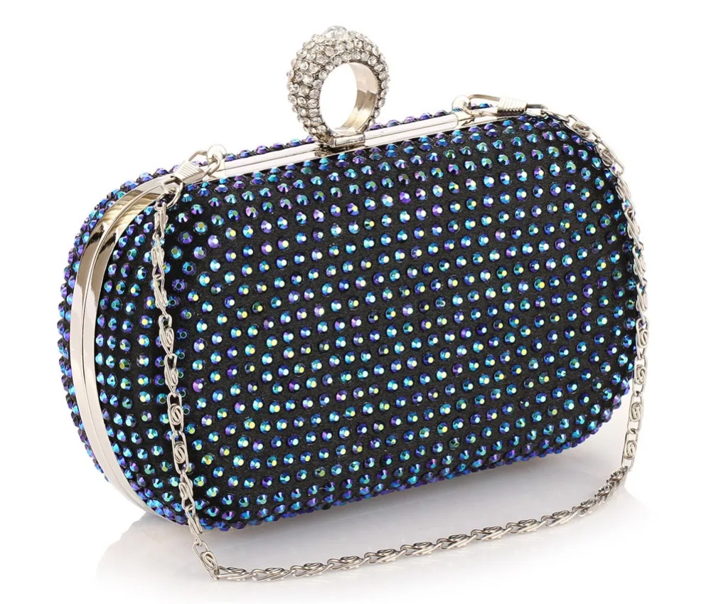 Бисера кристаллы Горный Хрусталь Кольцо Сцепления вечерняя Сумочка|bags handbags|evening