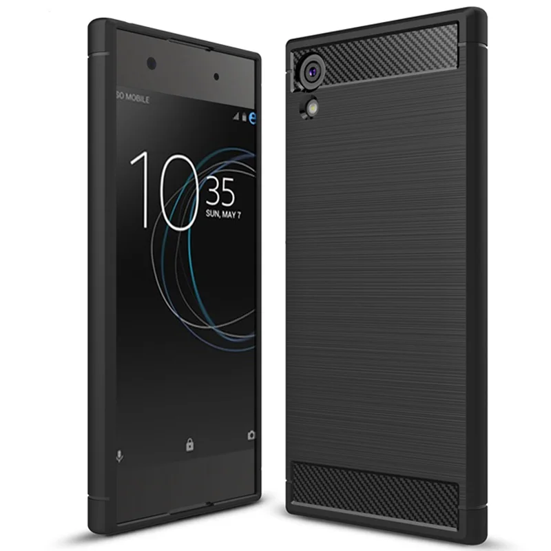 Black Carbon Fiber Texture Case For Sony Xperia XA1 XA2 Ultra XA2 Plus Soft TPU Case For Sony XZ3 XZ1 Compact XZ2 Premium L1 L2 Cover - Цвет: Black