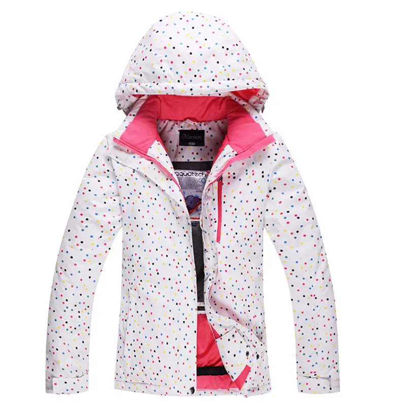 Распродажа лыжной одежды Женская лыжная куртка белого цвета в горошек горячая