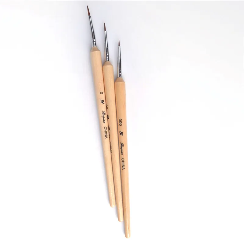 3pcs Wood Brush Quality Nail Brushes UV Gel Acrylic Nail Art Builder Manicure Brush Liner Pen Dotting Painting Design Nail Brush Art Set 3-15Pcs - Цвет: 3pcs Wood Brush