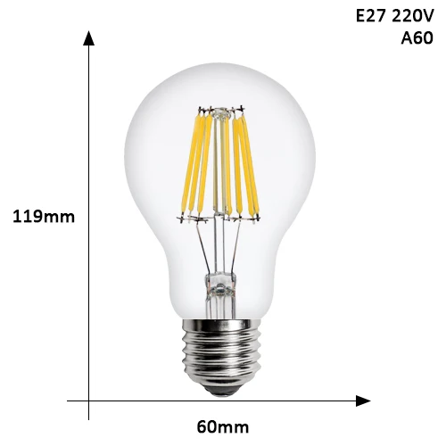 2300K LED Bulb A60 Светодиодный светильник лампы E27 E14 4W 6W 8W 220V подвесной светильник в стиле ретро Винтаж Свеча светильник шар светодиодный ламп накаливания Bombillas светодиодный лампа Эдисона - Испускаемый цвет: 2300K LED Bulb A60