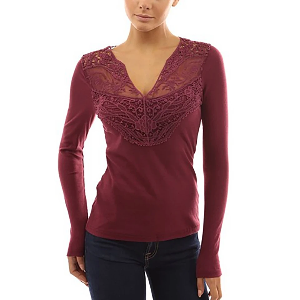 Модные женские туфли рубашка с длинным рукавом v-образным вырезом Повседневное