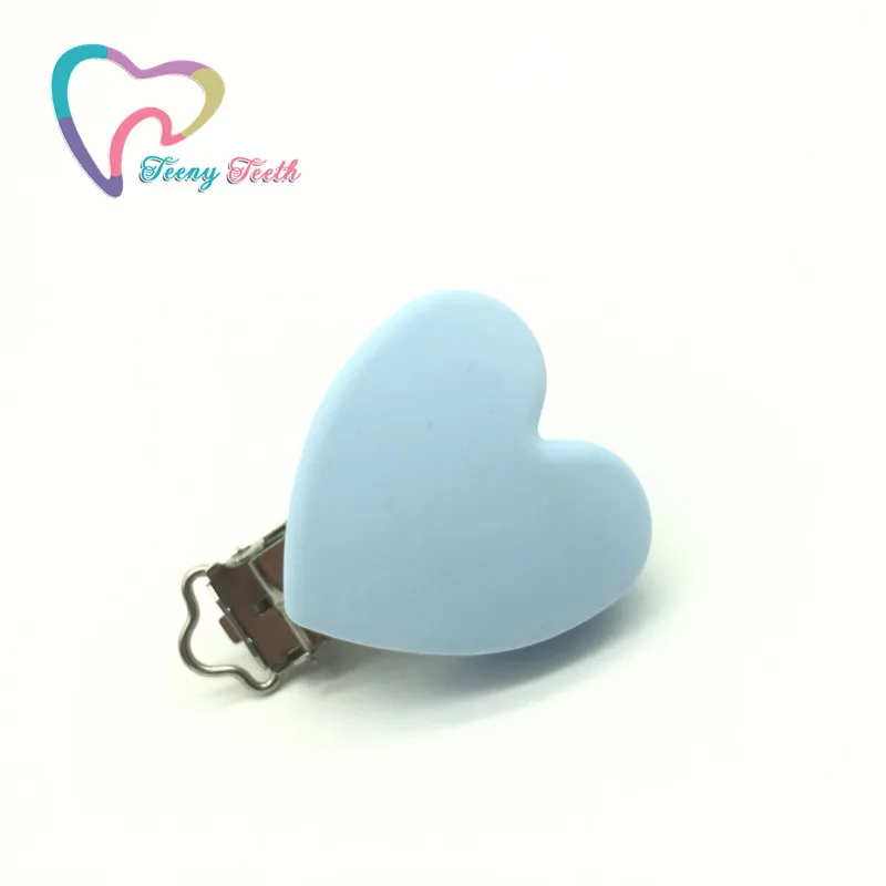 

Teeny Teeth 1PC Baby Pacifier Clips Heart Shaped Silicone Teethers Baby Teething Toys Chewable Silicone Beads Nipple Holder Clip