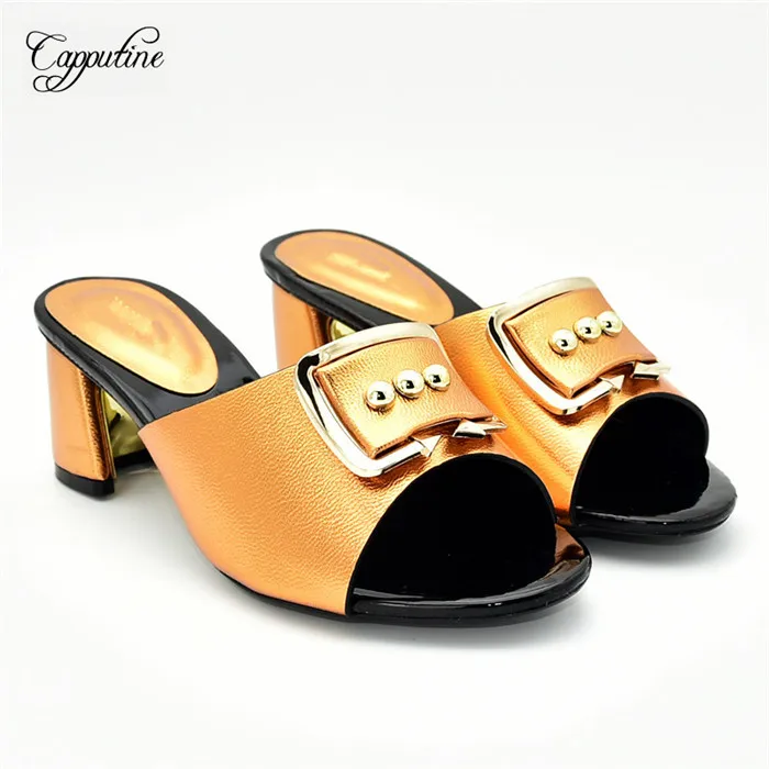 

Amazing orange high heel pumps latest party slip-on shoes for lady 77-8, heel height 6cm