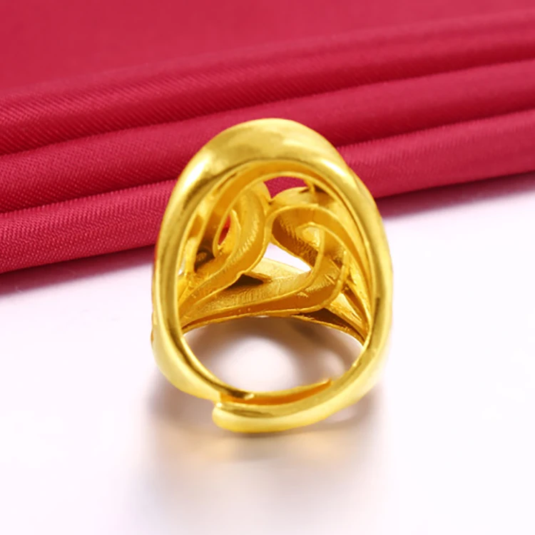 Popular Vietnam Sand Gold Open Women's Ring Delicate 3D Flower No Fade Plated Fist Knuckles Rings for Women unusual goods