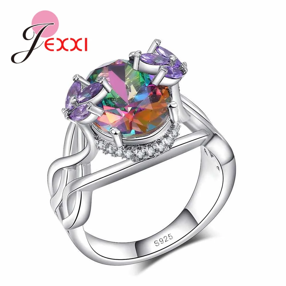 Fantasy Wedding Rings for Women 925 Sterling Silver Ring with Crystal Stones High Quality Fashion Anillos Jewelry | Украшения и