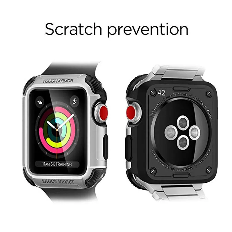 ASHEI аксессуары для часов чехол для Apple Watch Series 3 2 1 42 мм 38 мм Жесткая Броня Защита экрана для iWatch PC два в одном корпусе