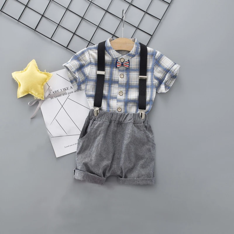 DIIMUU/детская одежда Комплекты для мальчиков летние хлопковые шорты в клетку из 2