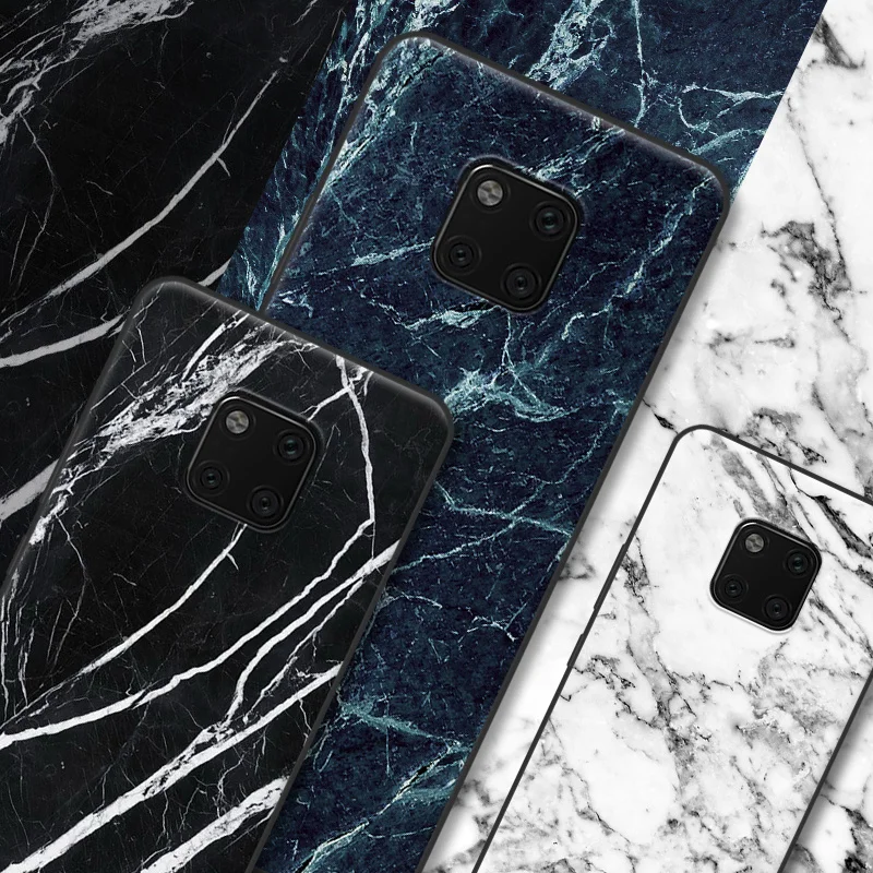 For Huawei Mate 20 Pro Case Cover Slim Luxury Silicone Soft TPU Wood Stone Patterned Phone Mate20 Protective Back | Мобильные