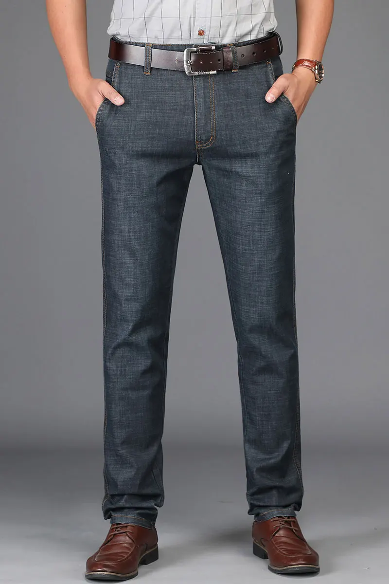 deep blue jeans Летние JEEP брендовые хлопковые Смарт повседневные джинсы эластичные мужские повседневные длинные европейские и американские джинсы хлопковые брюки модные брюки - Цвет: deep blue jeans