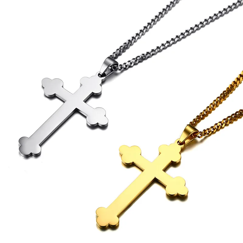Длинные Цепи золото/серебро православные Подвески с крестом кулон мужские
