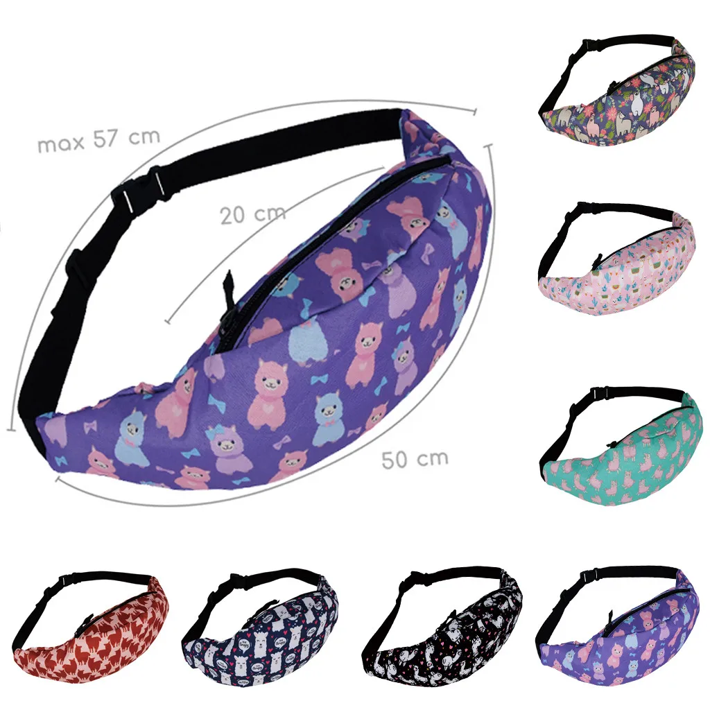 

Men Women Bag Canvas Unisex Cartoon Casual Sports Pockets Shoulder Waist Packs banane sac fanny packs 2019 banano de cintura