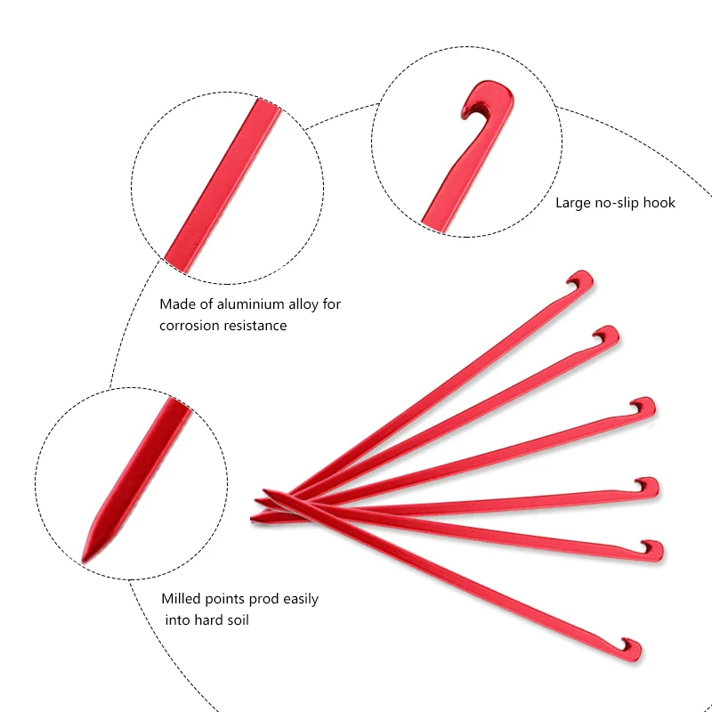 10Pcs/lot 16cm Aluminum Alloy Tent Pegs Garden Stakes Ground Nail Heavy Duty Hammock Camping For Guyline Awning Canopy Flysheet |