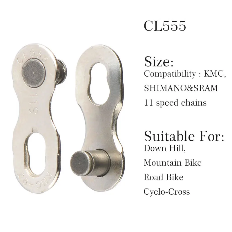 CL555SR 11 Speed KMC велосипедной цепи отсутствует ссылка MTB Горный цепь для дорожного велосипеда ссылка 6/7/8/9/10/11 Скорость велосипеды для Shimano Sram быстрая волшебной кнопки - Цвет: CL555SR 11 Speed