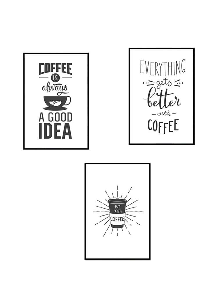 

Coffee is Always a Good Idea Kitchen Wall Art Canvas Painting Nordic Black and White Poster for Home Decor Pictures Unframed