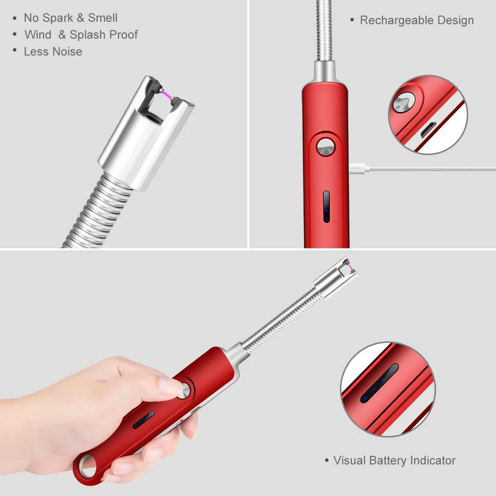 Зажигалка электрическая перезаряжаемая с USB ветрозащитная беспламенная гибкая