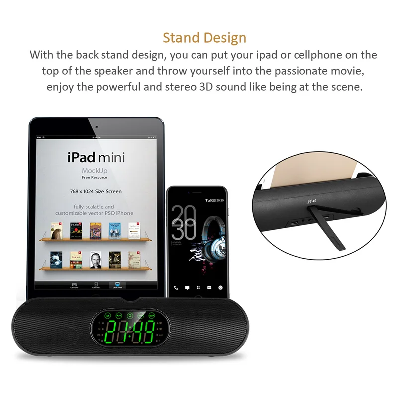 В наличии XGODY JY40 беспроводной портативный динамик Bluetooth Сенсорный экран Aux In