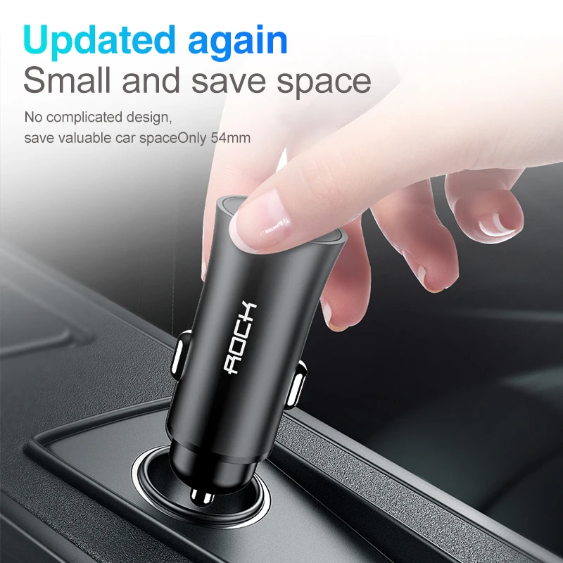 Автомобильное зарядное устройство ROCK Dual USB 32W Quick Charge 4 0 3 Для samsung huawei быстрое SCP 5A