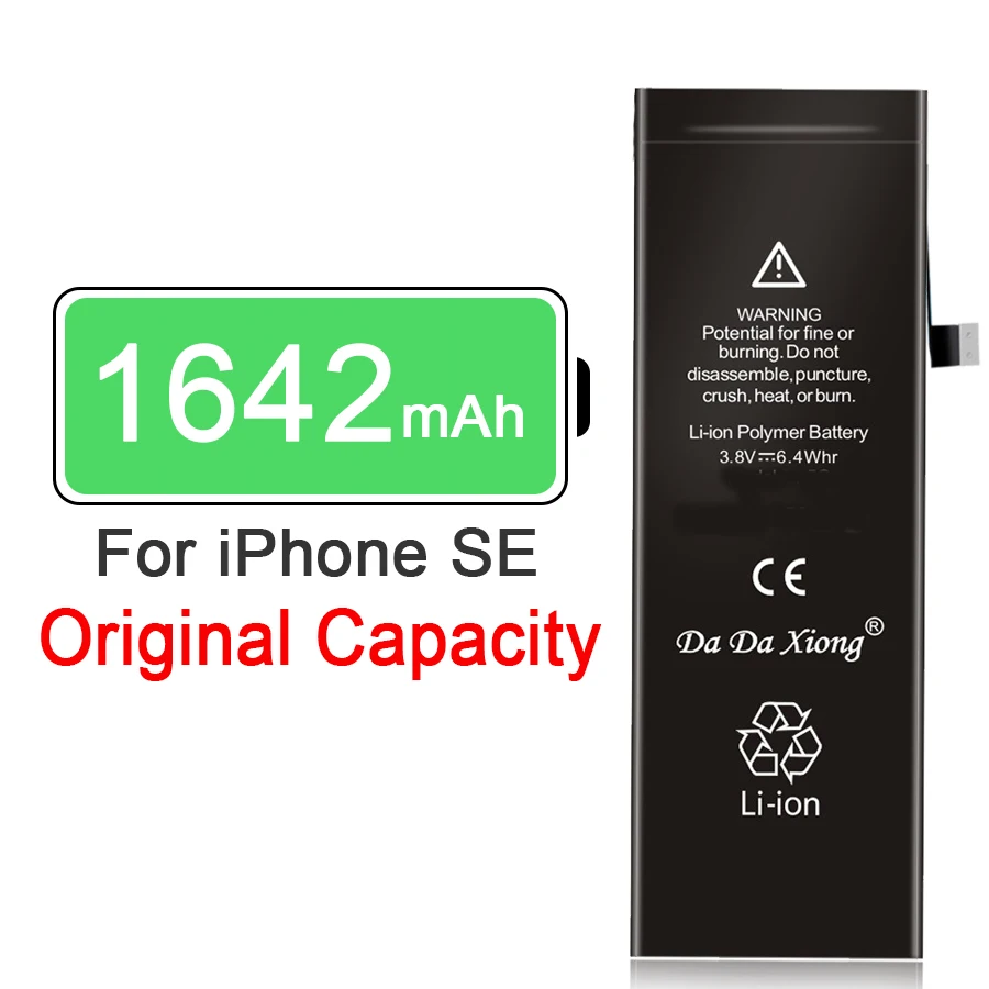 Высокая емкость 1700 мАч для iPhone SE Оригинальная батарея запасная батарея мобильного телефона батарея для iPhone - Цвет: 1642mAh For iP SE