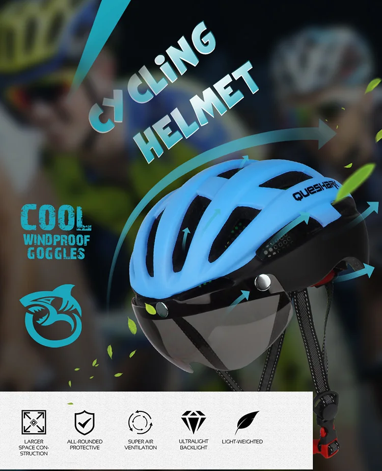 QUESHARK матовый зеленый MTB велосипедный шлем дышащий Горный Дорожный велосипедный шлем с ветрозащитными очками черные линзы