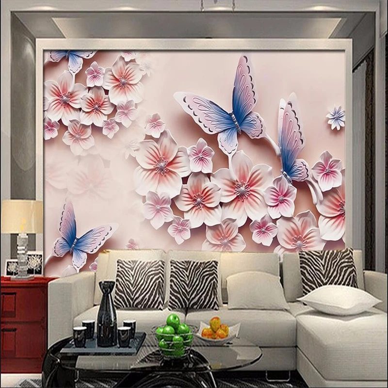 3D фотообои beibehang для стен 3 d рельефные фрески фон романтическая бабочка Орхидея