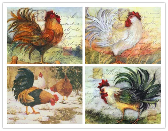 Бесплатная доставка красивая Реалистичная печать петух петь холст картина