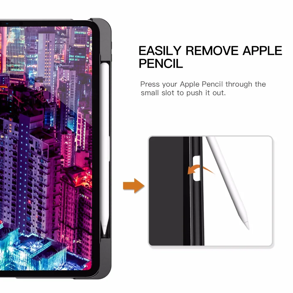 Case For iPad Pro 11&quot 2018 with Pencil Holder [Support Attaches Magnetically to Pair/Charge Function] Smart Protector Cover |