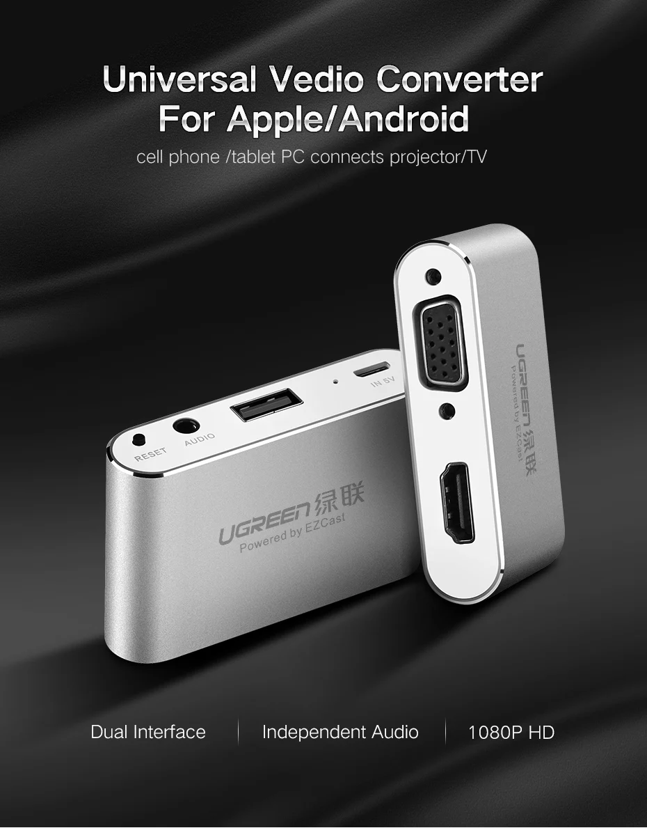 Ugreen 3 в 1 USB к HDMI VGA+ аудио видео конвертер Цифровой AV адаптер для iPhone 6S Plus Ipad samsung iOS Android