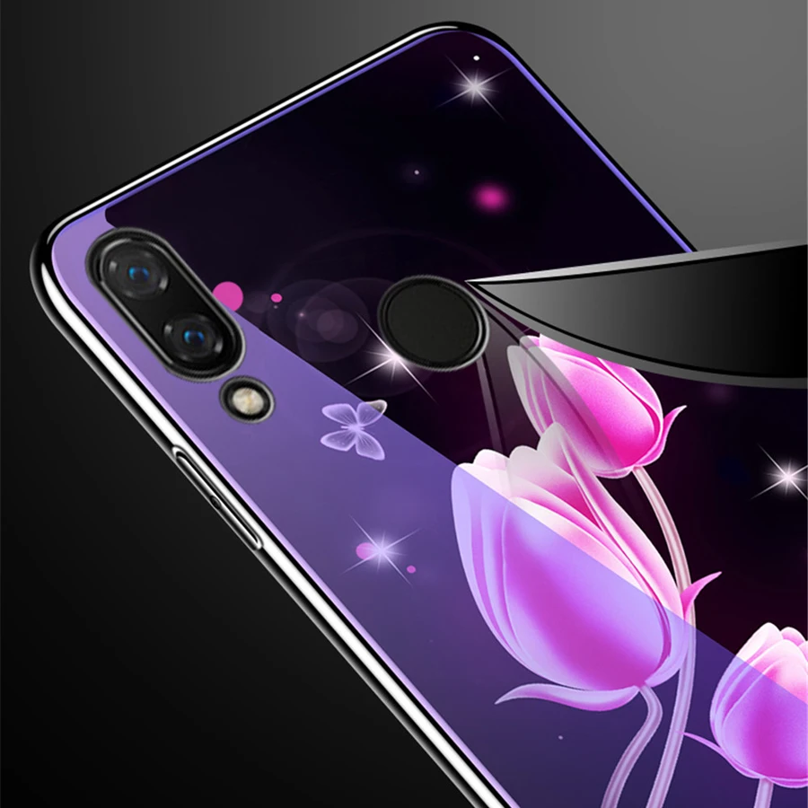 Чехол для xiaomi Redmi Note 7 чехол 6 3 дюйма Роскошный из закаленного стекла с цветком Note7