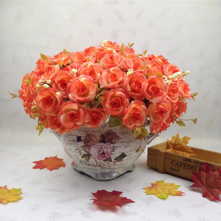 14 головок шелковые розы букет для вечеринок европейский стиль центральный