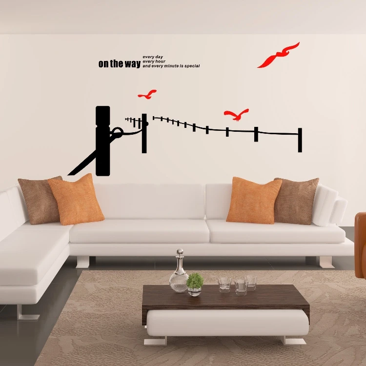 3D акриловые Трехмерные настенные наклейки Чайка на пути для спальни телевизора