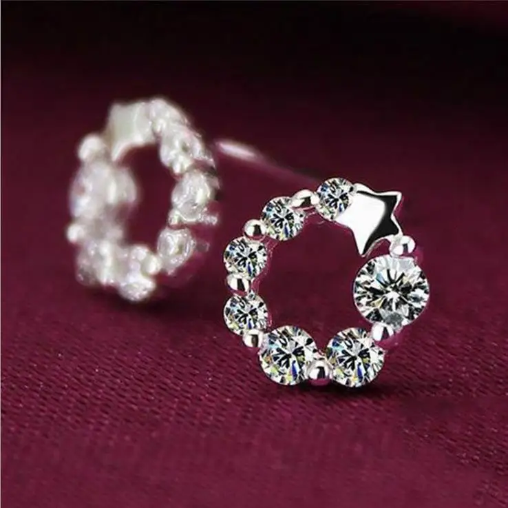 Австрия ювелирные изделия Tiffan женские посеребренные серьги гвоздики Lucky Star для