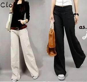 2019 Лучшие тканевые весенние льняные брюки широкие с эластичным поясом