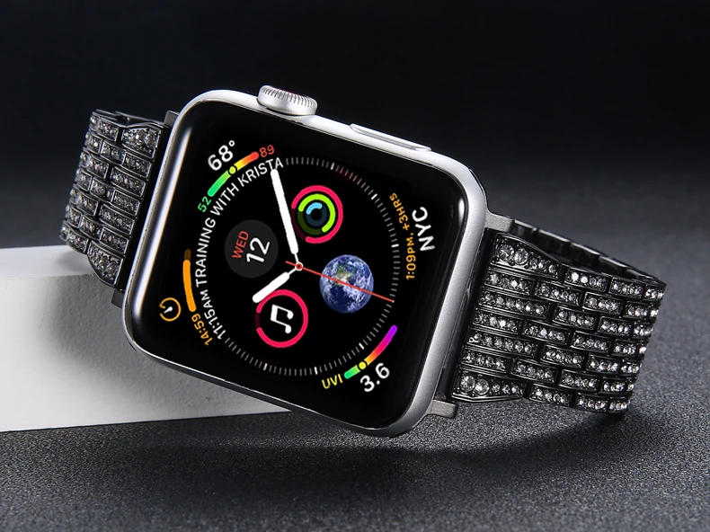 Алмазный ремешок для Apple Watch 5, 4, ремешок 44 мм, 40 мм, Aple watch correa, 42 мм, 38 мм, браслет из нержавеющей стали iwatch 5, 4, 3, 2, 1, ремешок для часов