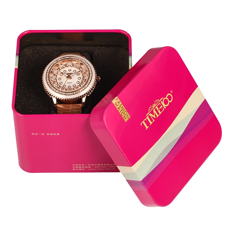 TIME100 роскошные женские кварцевые часы большой зубачатый корпус со стразами