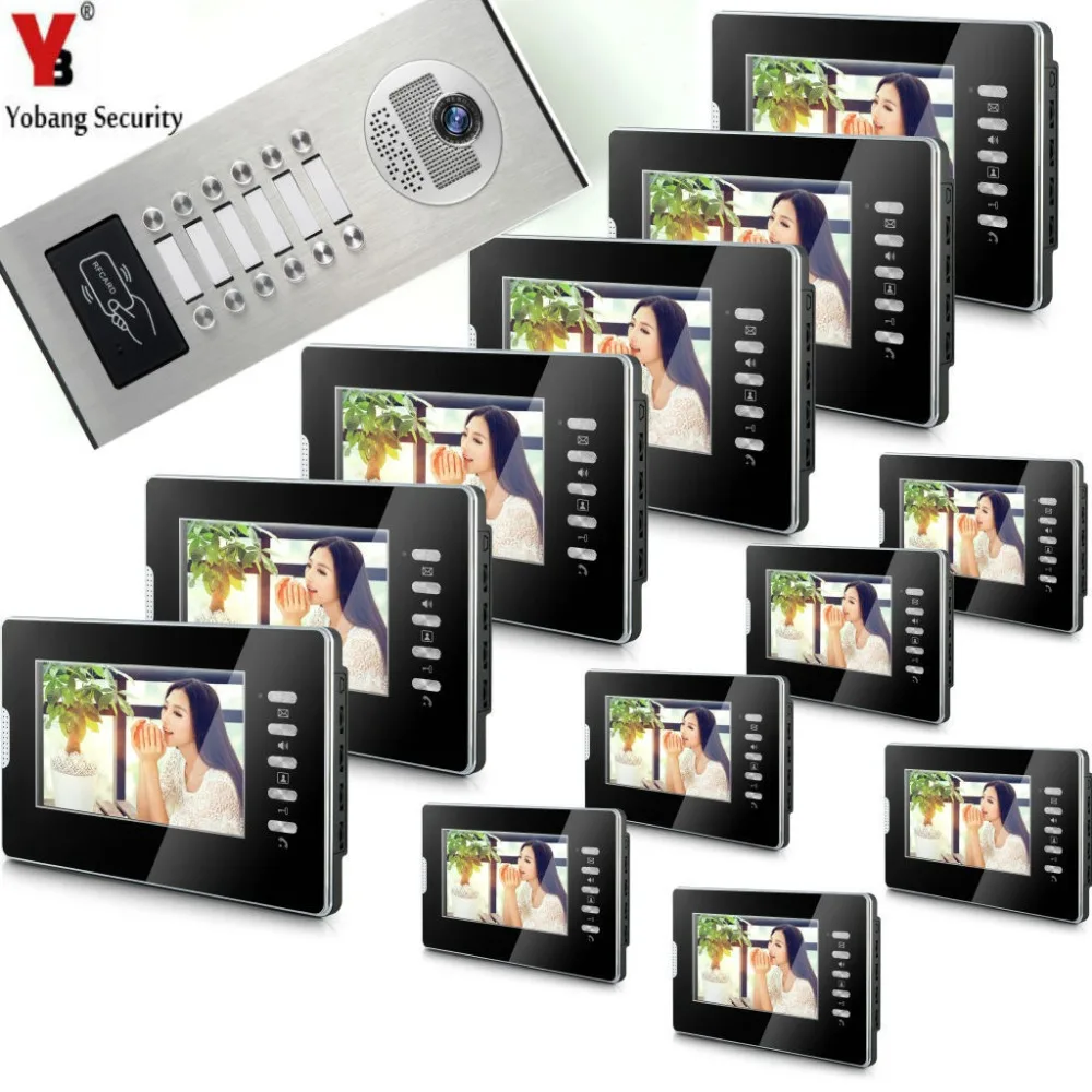 Yobang Security 7 Inch Screen Access Control Entry Smart RFID IR Camera Video Doorbell Intercom Door phone System For Household |