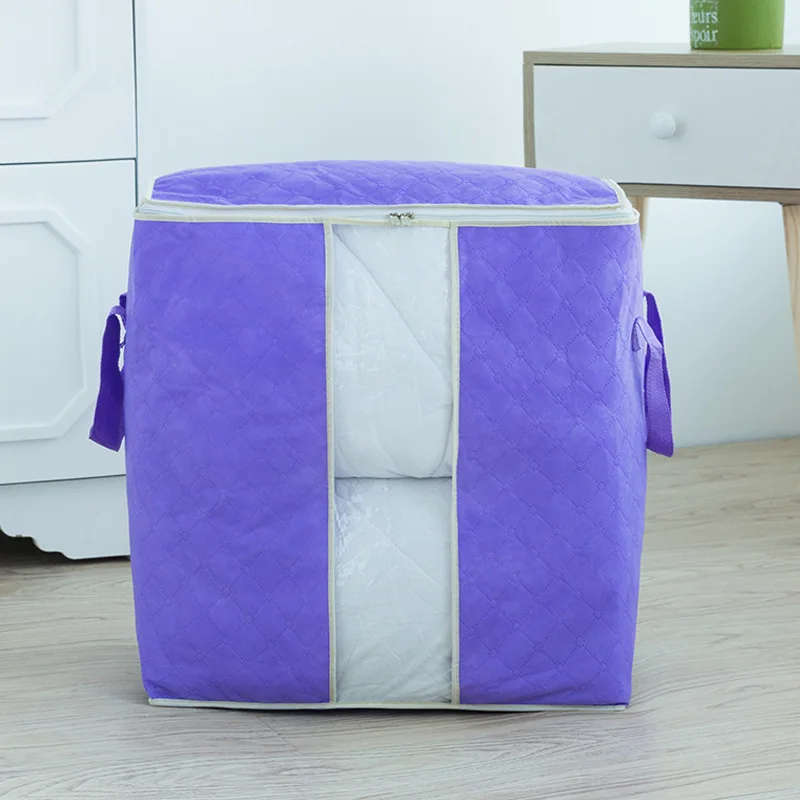 B Purple Легкая аккуратная Нетканая Farbics стеганая сумка для хранения с окном многофункциональный шкаф Органайзер для нижнего белья 2 размера органайзер для гардероба - Цвет: B Purple