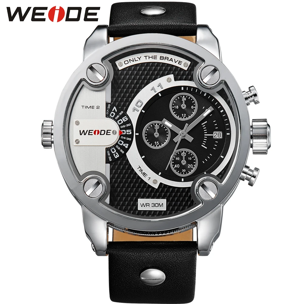 Weide оригинальные мужские часы с ремешком Роскошные Кварцевые спортивные кожаным