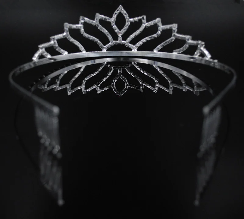 Роскошная Серебристая корона с кристаллами Великолепная свадебная тиара