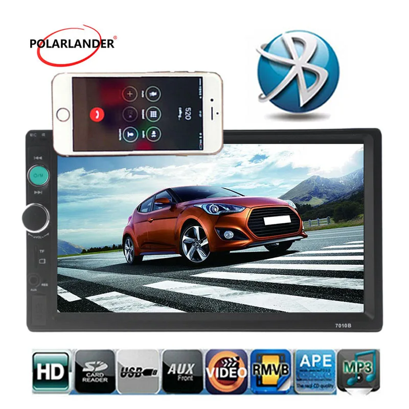 7 дюймов LCD 2 DIN HD автомобильное радио MP5 MP4 плеер в тире сенсорный экран Bluetooth Задняя