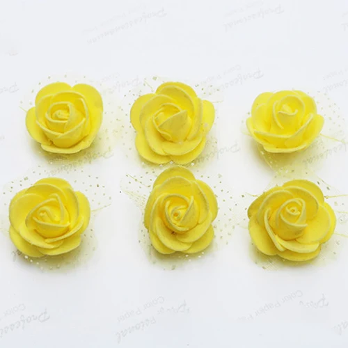 yellow 144 шт 2,5 см мини пены розы, искусственные цветы дома Свадебное Оформление автомобиля искусственные розы для рукоделия Букет Многоцветный - Цвет: yellow